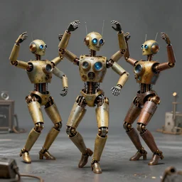 steampunk robots dancing by otto dix, 4 k