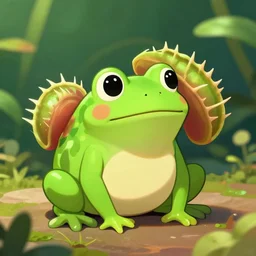 an anthropomorphic venus flytrap frog
