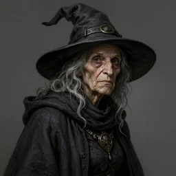 portrait, old wrinkled witch. dark clothes. high detail, digital art, fantasy, RPG, concept art, illustration