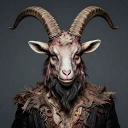 actor Doug Jones in Elaborate Pan Satyr Goat Man Makeup and prosthetics designed by Rick Baker, Hyperreal, Head Shots Photographed in the Style of Annie Leibovitz, Studio Lighting