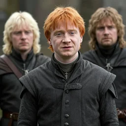 ron weasley as thehnellor in game of thrones, rupert grint as thehnellor in game of thrones, handsome portrait of the actor, live action film, cinematic photo, clear hd image