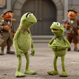 screenshot of the muppets  world war 2 movie saving private kermit d-day landing
