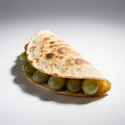 jade quesadilla, studio product photography, isolated on a pure white background, centered, entire object in frame, sharp focus, soft studio lighting