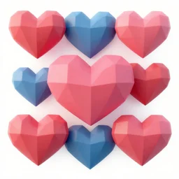 low poly coloured detailed 4 k hearts background