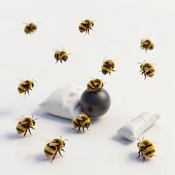 a swarm of 1 9 5 0's scifi bumblebees drop bombs onto a sleeping soldier, ww 2 propaganda poster, highly detailed, no text