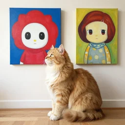a beautiful painting cat, by kusama yayoi and picasso painting murakami takashi, lumion render