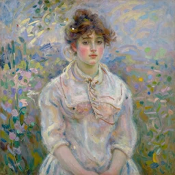 stunning oil painting of a beautiful woman in the style of Monet