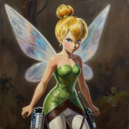 Tinker Bell as a Titan from Attack on Titan, oil on canvas, intricate, portrait, 8k highly professionally detailed, HDR, CGsociety