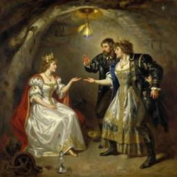 tzar and tzarina are killed with magic happens in an underground celler, oil on canvas, painting by ilstead and levitan, russia