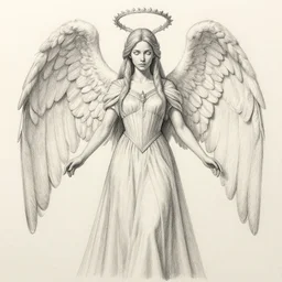angelic possessed maiden, daughter of the highest archangel glasyalabolas, pencil detailed drawing, fantasy concept art