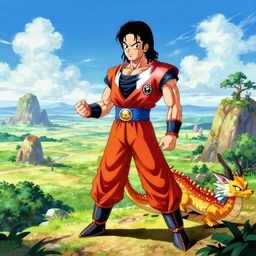 michael jackson!!!concept art of donald trump as a dragon ball character, beautiful landscape, 4k anime character illustration by akira toriyama, artstation
