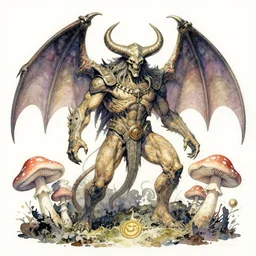 marduk, devourer of worlds, detailed watercolor art by moebius on dmt and shrooms