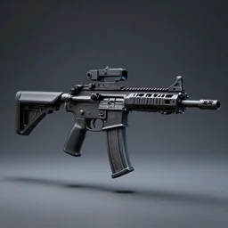 m4 carbine, black, scifi, studio lighting, chromatic aberration, concept design art
