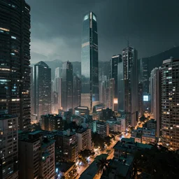 photograph of a dystopian city, cyberpunk style, inspired by kowloon walled city, render, octane render, unreal engine, 4 k, dramatic composition