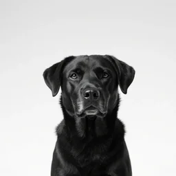 dog black and white portrait white sky in background