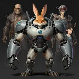 anthropomorphic rabbit fox bodybuilder cyborg robot monster portrait, horror, game design fanart by concept artist gervasio canda, behance hd by jesper ejsing, by rhads, h. r. giger, makoto shinkai and lois van baarle, ilya kuvshinov