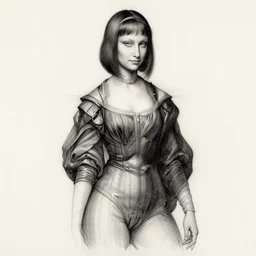Portrait sketch of fully clothed Bayonetta by Da Vinci