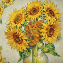 an intricate artistic painting of a beautiful wallpaper art pattern made of elegant sunflowers with painterly motives and textures, hyper detailed, octane render, vivid colors, artstation, by jeremy mann, by alphonse mucha