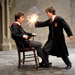 harry potter smashes a man in the face with a chair