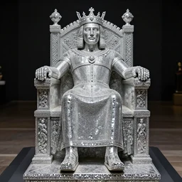 the crypt of a king which presents his body encased in diamond and sitting on his throne. the tomb is ornate and the body is visible and unblemished