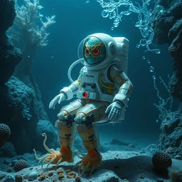 clear danger, astronaut suit made of xeno gekko feet, artificia, cybernetic eyes, nudibranch, gelatin brainsvortices micro water, gelatinosis glass, the lush fluox symbiosis crustal ayere domni, and futurism, by peter mohrbacher and mullins, octane render, gekkolings, phantastica