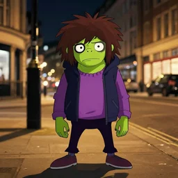 gorillaz on an urban London street at night, 2001, gorillaz phase 1