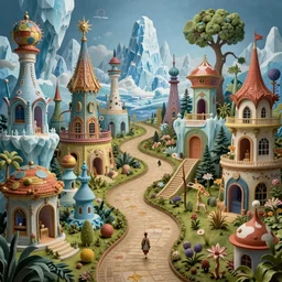 a beguiling masterpiece fantasy matte painting of an impossible path winding through arctic dream worlds with surreal architecture designed by heironymous bosch, structures inspired by heironymous bosch's garden of earthly delights, surreal ice interiors by cyril rolando and asher durand and natalie shau, insanely detailed, whimsical, intricate, sharp focus, beautiful