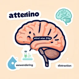 attention, filter, mind wandering, distraction, brain, branding for a research lab that studies psychology, by [ [ victo ngai ] ] kilian eng and jake parker, 2 colors, limited palette, sticker art, vector art, [ [ award winning ] ], minimalism, logopond, sticker art, concept art, website banner