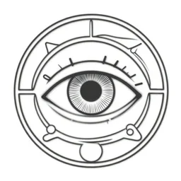 art nouveau business emblem of a cybernetic eye