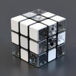 a rubix cube made of ink and glass, unreal engine 5, raytracing, photo