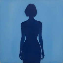 gouache painting, woman silhouette, centred, abstract, based on nu bleu gouache decoupee, by, gary hume