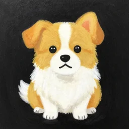 cute dog illustration by koyamori oil pastels high contrast