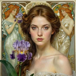 beautiful orchid goddess by zdzisław beksinski, iris van herpen, jean delville, jeffrey smith, and alphonse mucha, detailed realistic beautiful portrait