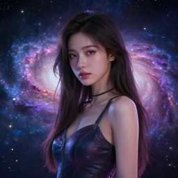 beautiful girl galaxy background, character concept style trending on artstation concept art detailed octane render cinematic photo-realistic 8k high detailed