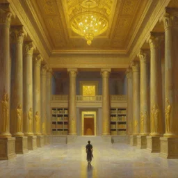 the grand hall of the sacred library oil painting by james gurney