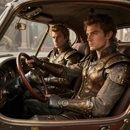 interior view of a luxurious steampunk car, left - hand drive, single steering wheel, adam burn, tyler edlin, the fifth element, trending on artstation, 8 k, photorealistic, hyper detailed, unreal engine 5, imax quality, cinematic, epic lighting