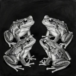 black and white painting of frogs by sergio toppi, by jeremi lipking, by etam cru, dark particles, white background, tattoo style, elegant, sharp focus, illustration, harmony, dynamic composition, masterpiece, pen, ink draw