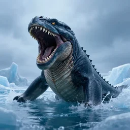a leviathan in the ice matte panting, highly detailed, god lighting