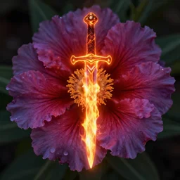 flower, life, sword, fire, supernova