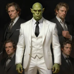character concept portrait, orc in white suit, style digital painting, concept art, smooth, sharp focus, illustration, from metal gear, by ruan jia and mandy jurgens and william - adolphe bouguereau, artgerm