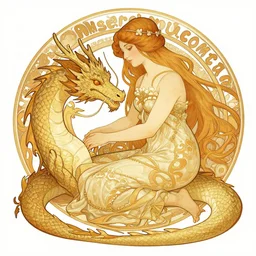 girl petting a dragon intricate illustration by krenz cushart, alphonse mucha, trending on artstation