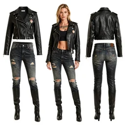 young debbie harry as a wanderer with tattooed arms and legs wearing a scratched leather and ripped aviator leather jeans, wearing a short black jacket with rusty medals on it, character sheet, head details, props, concept design, contrast, kim jung gi, greg rutkowski, trending on artstation, 8 k, full body, turnaround, ultra wide angle, pincushion lens effect