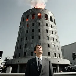 atomic bomb being dropped on man looking up