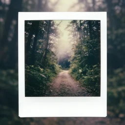 300mm telephoto bokeh, natural realistic hypnotoad, on forest jungle path, Polaroid photo, vintage , neutral dull colors, soft lights, foggy mist ,  by oleg oprisco , by thomas peschak,  by discovery channel, by victor enrich , by gregory crewdson