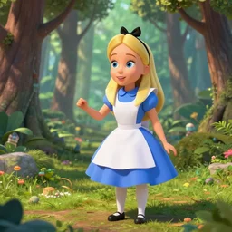 photo of Alice in Wonderland encounter a 3d render emote in the forest