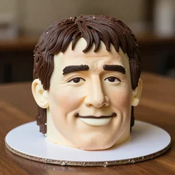 delicious cake in shape of cartoonisg face of stallone, 8 k hd dof