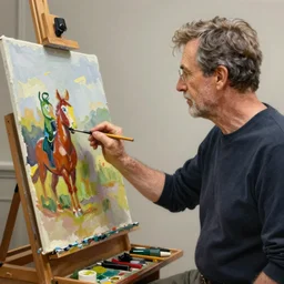 a painting of bob ross painting a painting of bob ross painting a painting, high quality, very detailed, artwork