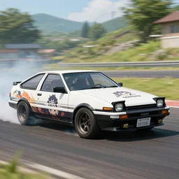 Toyota AE86 Trueno drifting in Genshin Impact mod