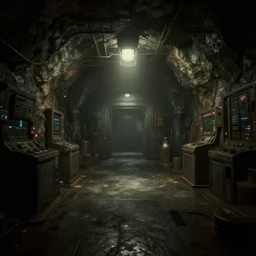 an interior of a secret base which is underground, 8 k, dramatic lighting, unreal engine 5, octane render