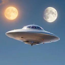 image of a flying saucer ufo between the moon and the sun and a thousand stars ultra realistic, concept art, intricate details, serious, highly detailed, photorealistic, octane render, 8 k, unreal engine, art by todd mcfarlane and artgerm and greg rutkowski and alphonse mucha